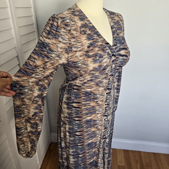 Natura Long Sleeve Button-up Maxi Dress Womens XL Boho Eclectic Casual Lagenlook - Picture 8 of 16